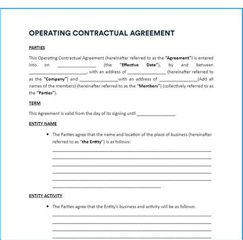 Free Template For Operating Agreement