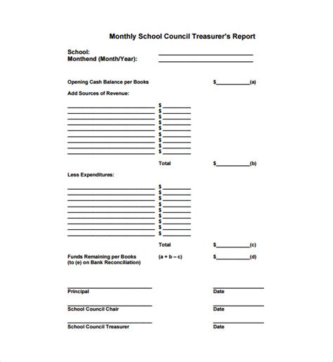 Free Template For Treasurers Report