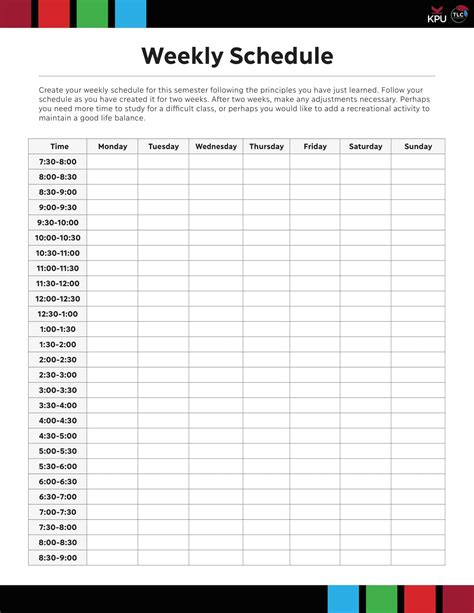 Free Template Schedule