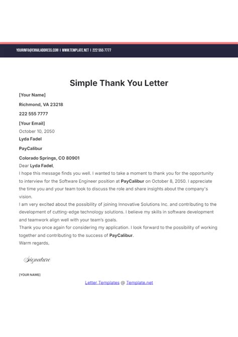 Free Thank You Letter Template
