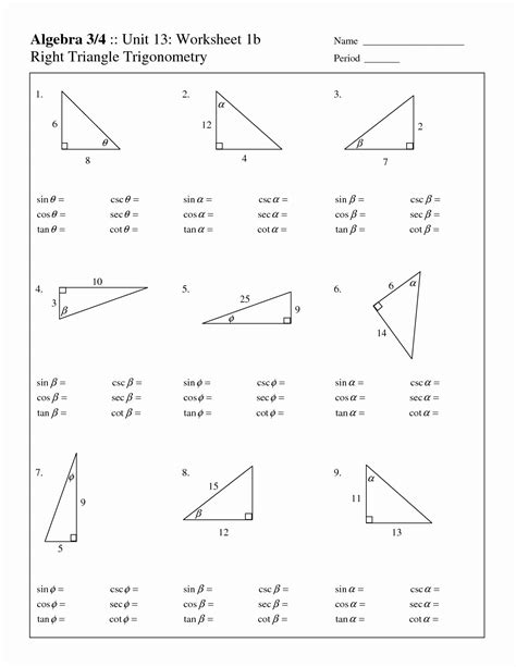 Free Trigonometry Worksheets With Answers PDF