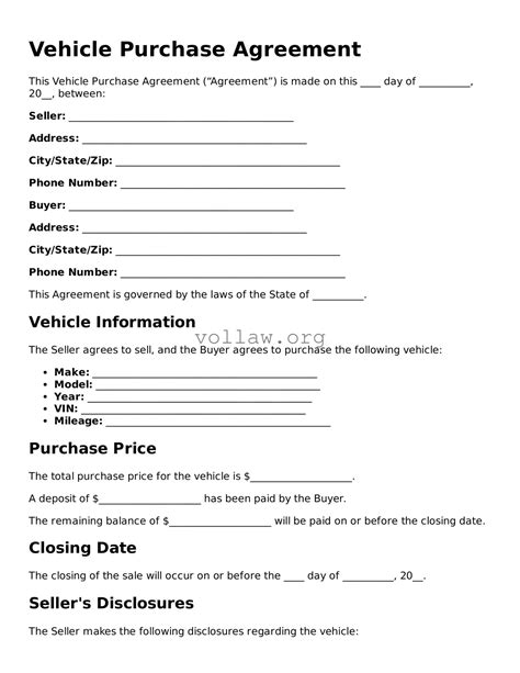 Free Vehicle Purchase Agreement Template