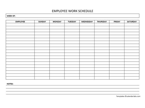 Free Weekly Employee Work Schedule Template