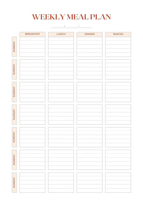 Free Weekly Menu Template