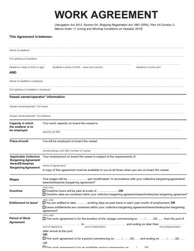 Free Work Agreement Template