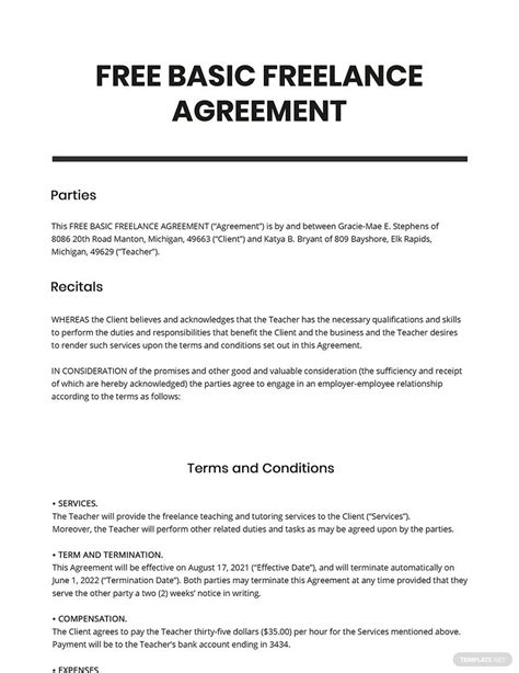 Freelancing Contract Template