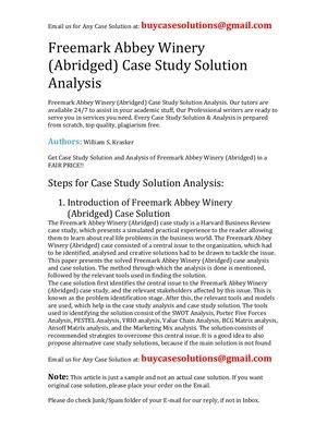 Freemark Abbey Winery Case Study Solution Doc