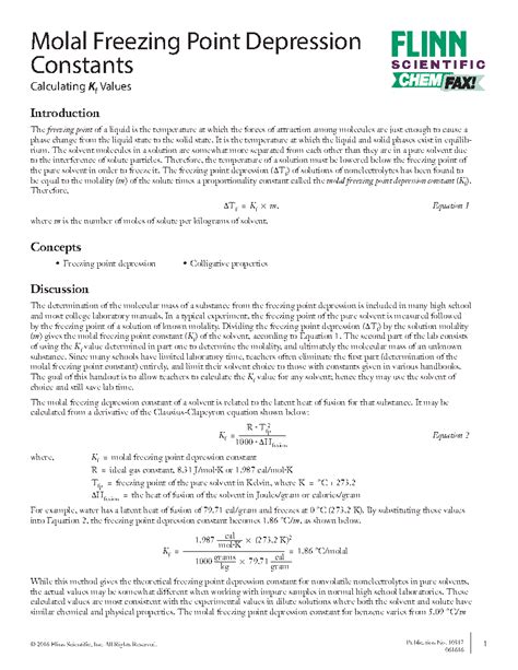 Freezing Point Depression Lab Flinn Answers PDF