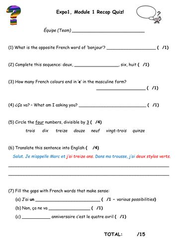 French Expo 3 Module 1 Test Answers Kindle Editon