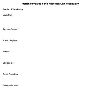 French Revolution And Napoleon Building Vocabulary Answers PDF