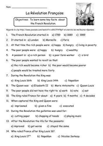 French Revolution Worksheet And Answers Doc