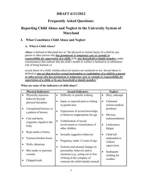 Frequently Asked Questions About Child Abuse Reporting