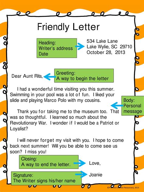 Friendly Letter Template For Kids