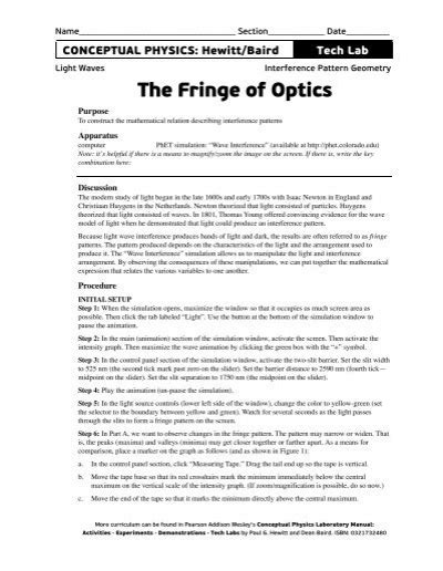 Fringe Of Optics Phet Answers Doc