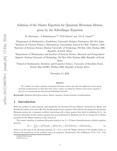 From Brownian Motion to SchrÃ¶dinger Equation Corrected 2nd Printing PDF