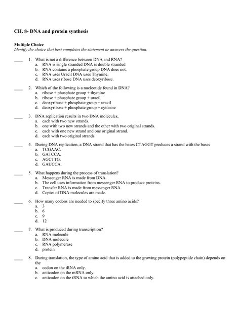 From Dna To Proteins Vocabulary Practice Answer Reader