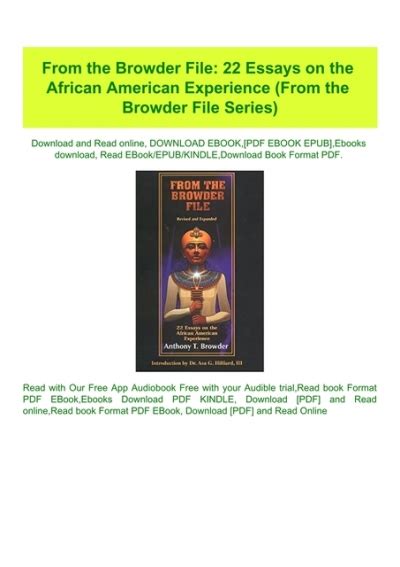 From the Browder File: 22 Essays on the African American Experience Ebook PDF