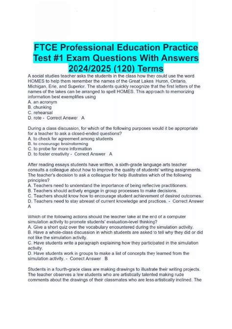 Ftce Professional Education Practice Test PDF Doc