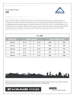 Fuji Bicycle Sizing Chart