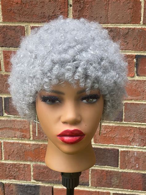 Full Afro Wig in Shimmering Silver