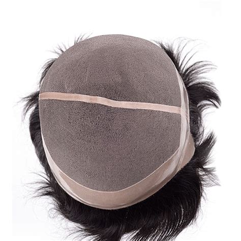 Full Cap Mono With PU Coated Edge Man Wigs