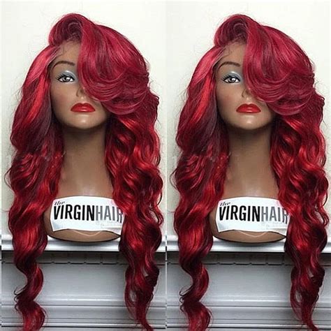 Full Lace Burgundy Wig with Bangs: