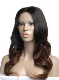 Full Lace Long Wavy 100% Human Hair Ombre Color Wig 24