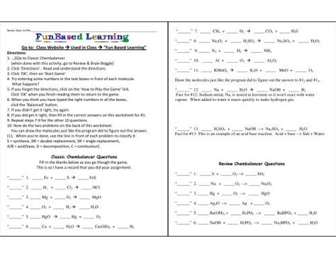 Fun Based Learning Review Chembalancer Answers Doc