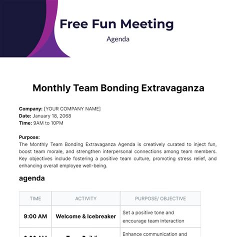 Fun Meeting Agenda Template