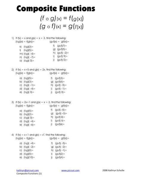 Function Composition Answer Key Reader