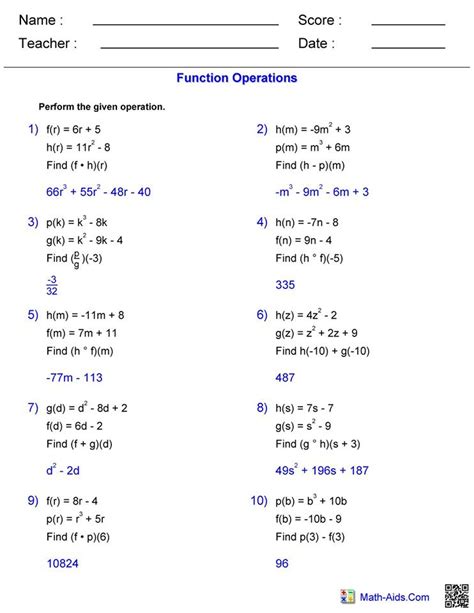 Function Operations Quiz Answers Epub