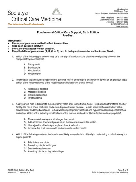 Fundamental Critical Care Support Pretest Answers Kindle Editon