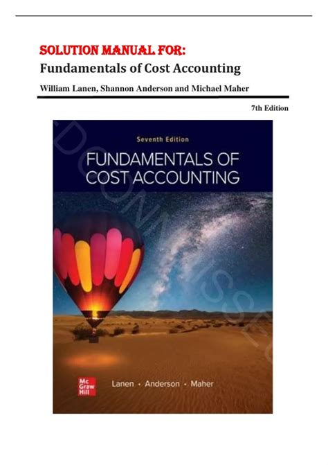 Fundamentals Of Cost Accounting Solutions Manual Kindle Editon