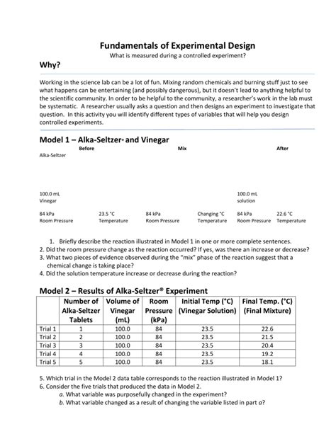 Fundamentals Of Experimental Design Answers Chemistry Reader