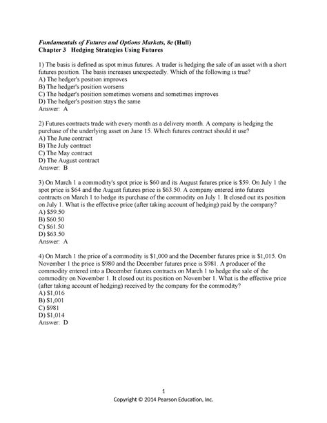 Fundamentals Of Futures Options Markets Answer Key Doc