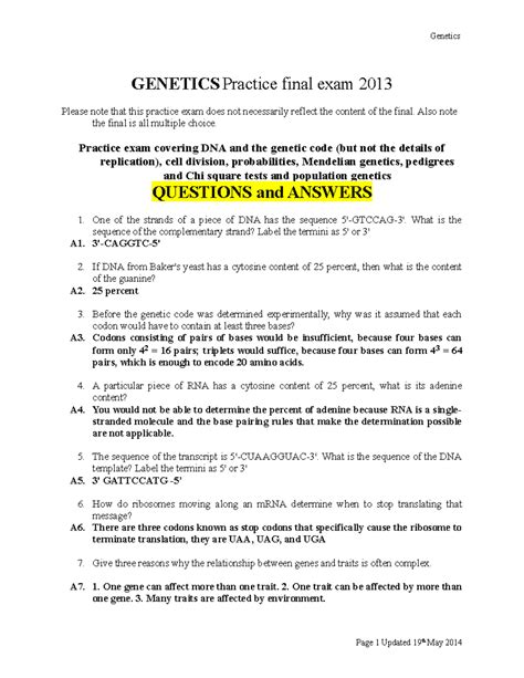 Fundamentals Of Genetics Test B Answers PDF