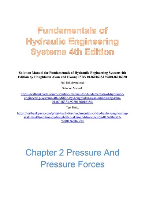 Fundamentals Of Hydraulic Engineering Systems Solution Manual PDF