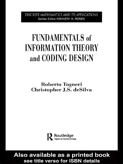 Fundamentals Of Information Theory Coding Design Solution Manual Kindle Editon