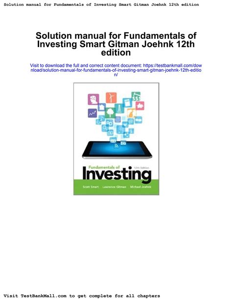 Fundamentals Of Investing Gitman Solutions Manual Reader