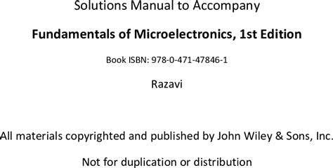 Fundamentals Of Microelectronics Solution Manual Chapter 4 PDF