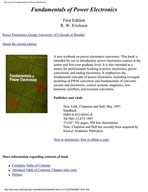 Fundamentals Of Power Electronics Solutions Erickson Kindle Editon