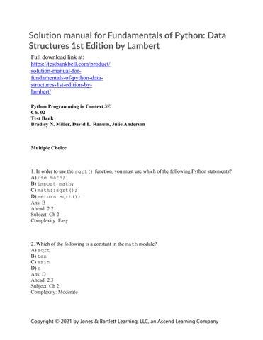Fundamentals Of Python Lambert Solutions PDF