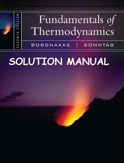 Fundamentals Of Thermodynamics 7th Edition Solution Manual Pdf Epub