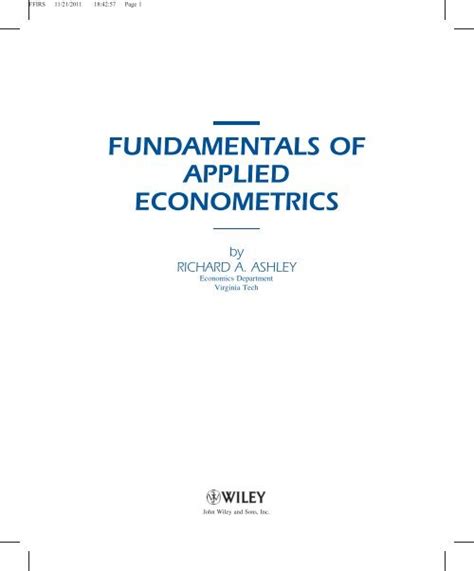 Fundamentals of Applied Econometrics Epub