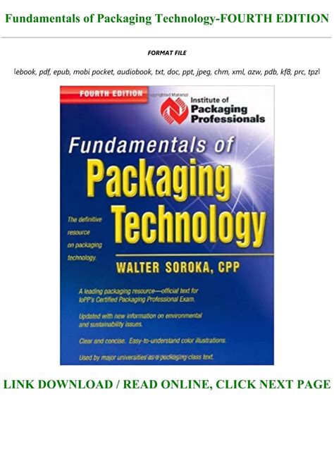 Fundamentals of Packaging Technology 4th Edition PDF