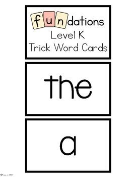Fundations Trick Words Level K Flashcards Printable Free