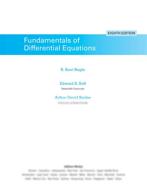 Fundementals Of Differential Equations 8th Edition Solutions Kindle Editon