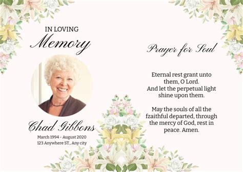 Funeral Postcard Template