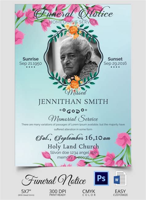 Funeral Service Notice Template
