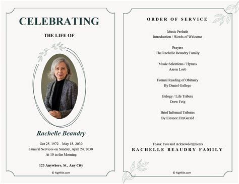 Funeral Service Template Word